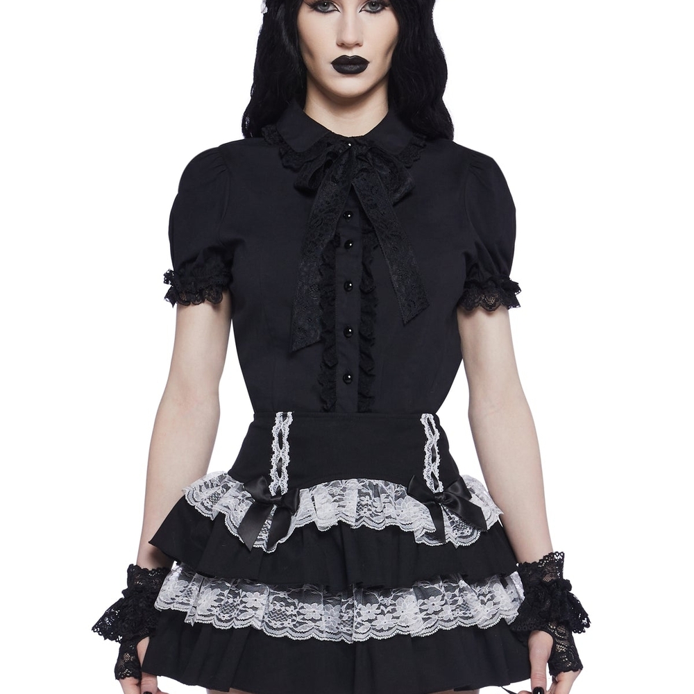 Halloween Lolita Gothic Dolls Kill Widow Black Coveted Darling Blouse